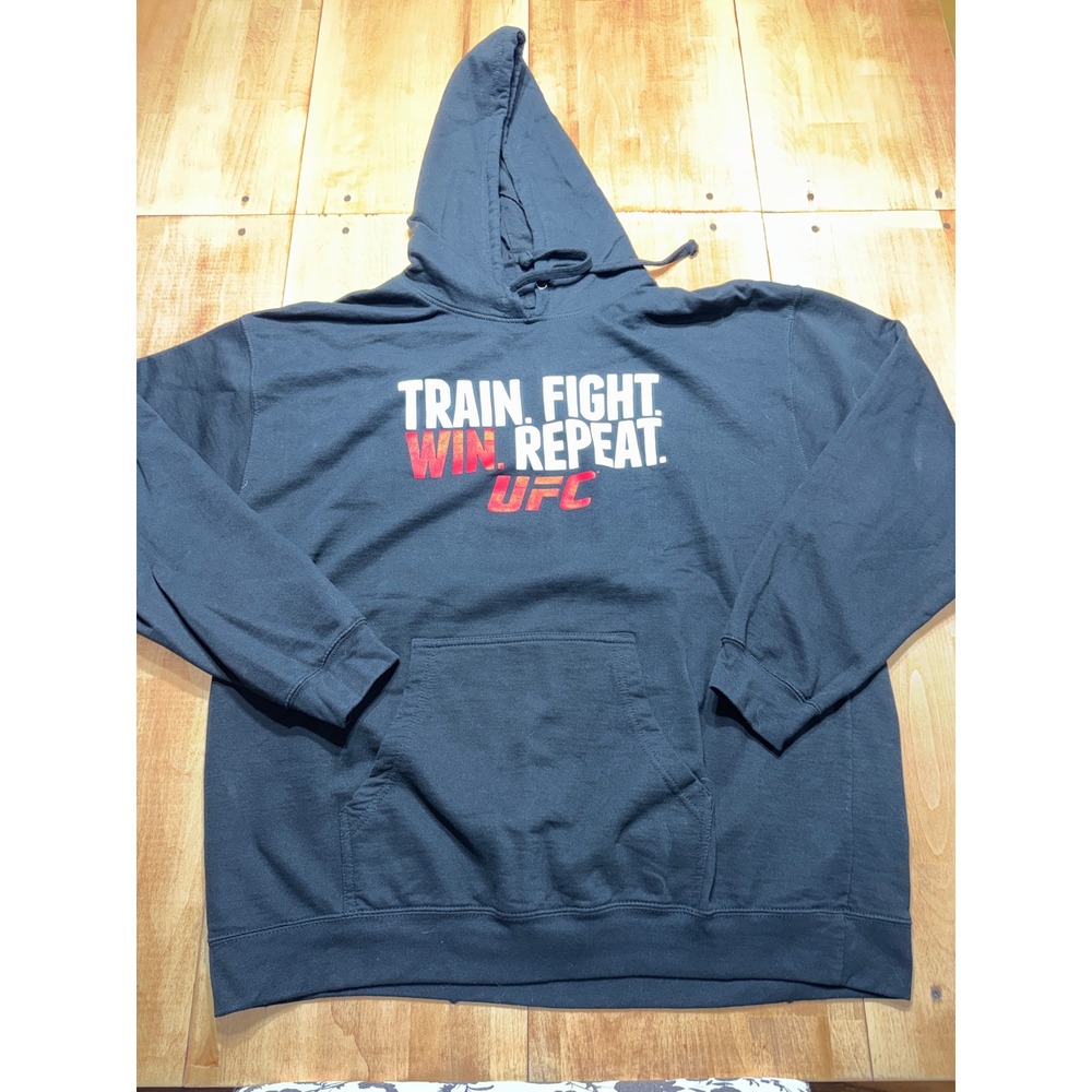 UFC Train Fight Win Repeat Hoodie‎ Black XXL Mens Hooded Sweatshirt